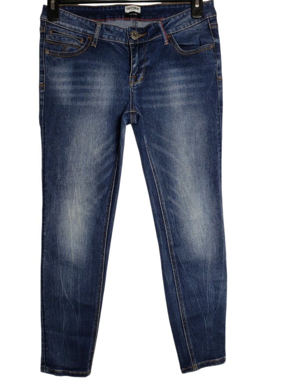 Chevignon Slim Taper Denim Jeans Womens Classic Fit With Faded Wash Blue Size 28